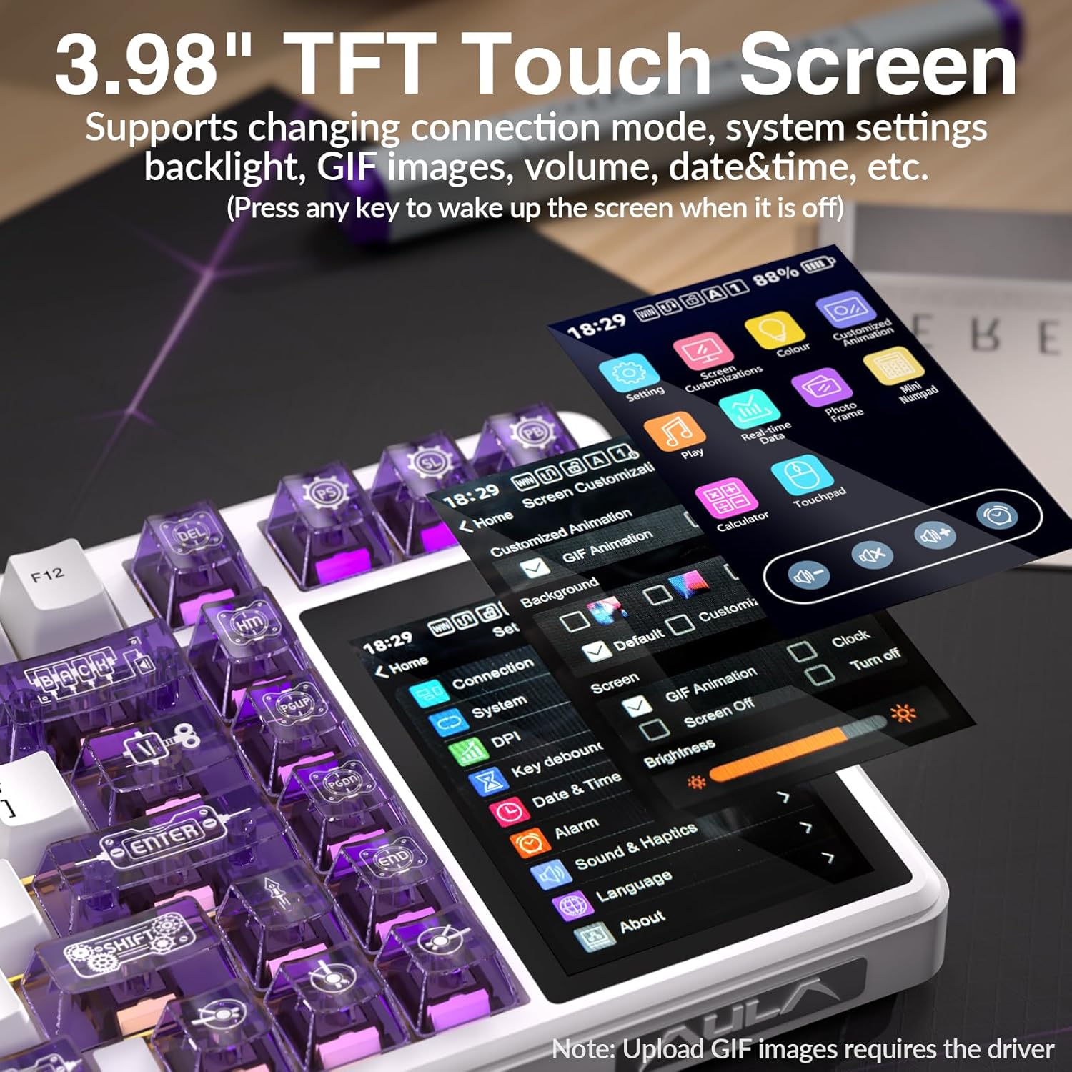 Aula L99 Wireless Mechanical Keyboard with Smart Touch Screen,Tri-Mode Hot Swappable