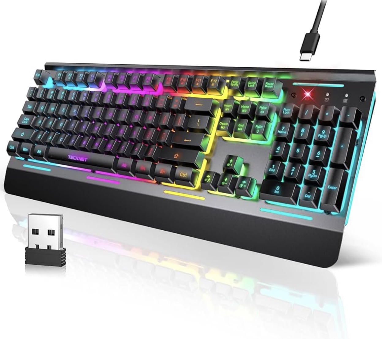 TECKNET Wireless Gaming Keyboard, 2-in-1 (2.4G Wireless & Wired)