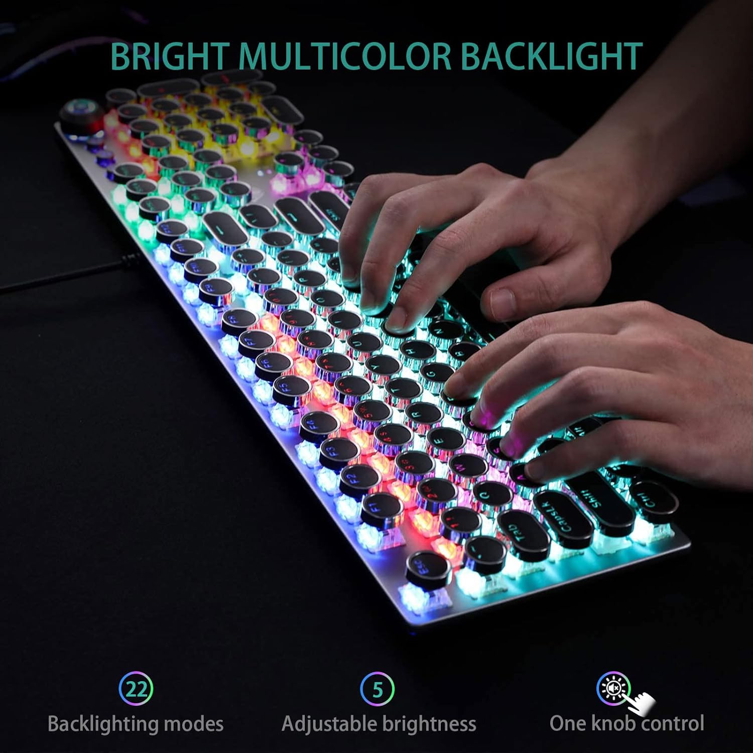 AULA F2088 Typewriter Style Mechanical Gaming Keyboard Wired