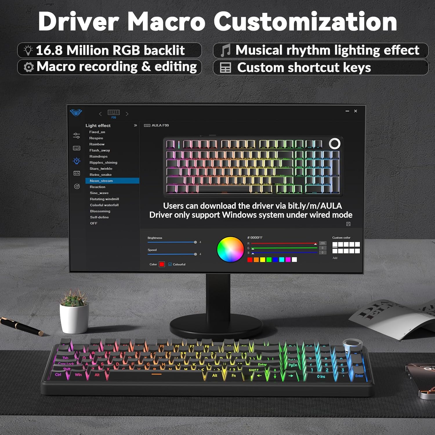 AULA F99 Pro Wireless Mechanical Keyboard-Silent Version,BT5.0/2.4GHz/USB-C